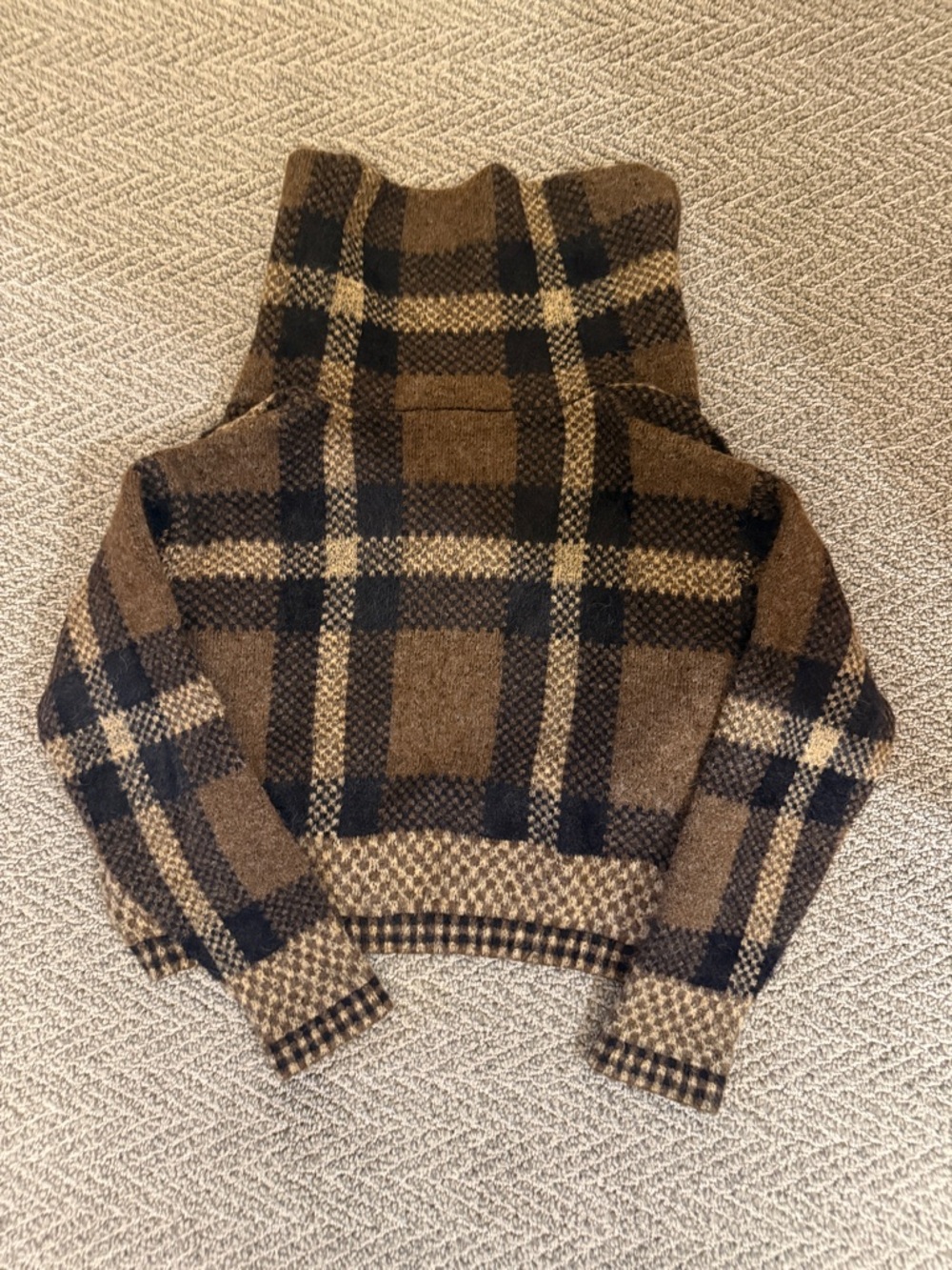 Zara half zip brown plaid sweater S - Picture 6 of 8